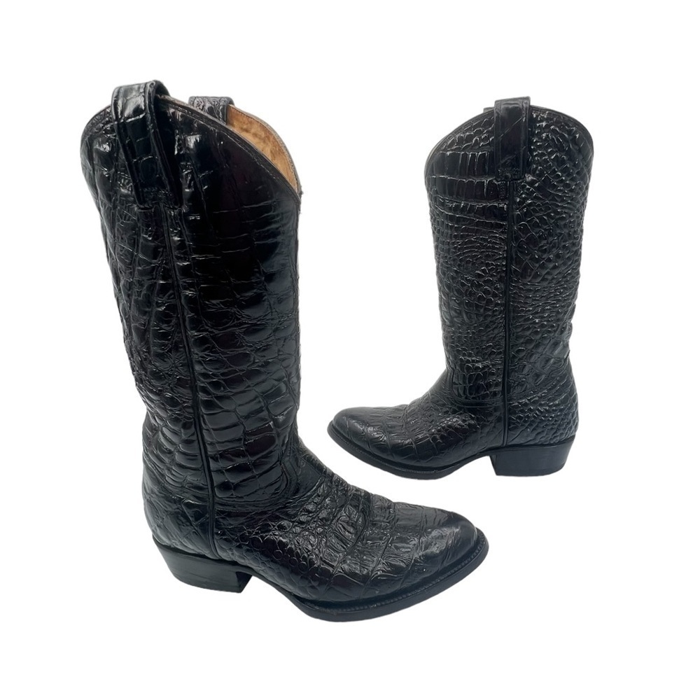 Rudel Rogers Black Western Alligator Cowboy Boots Size 6 Men's